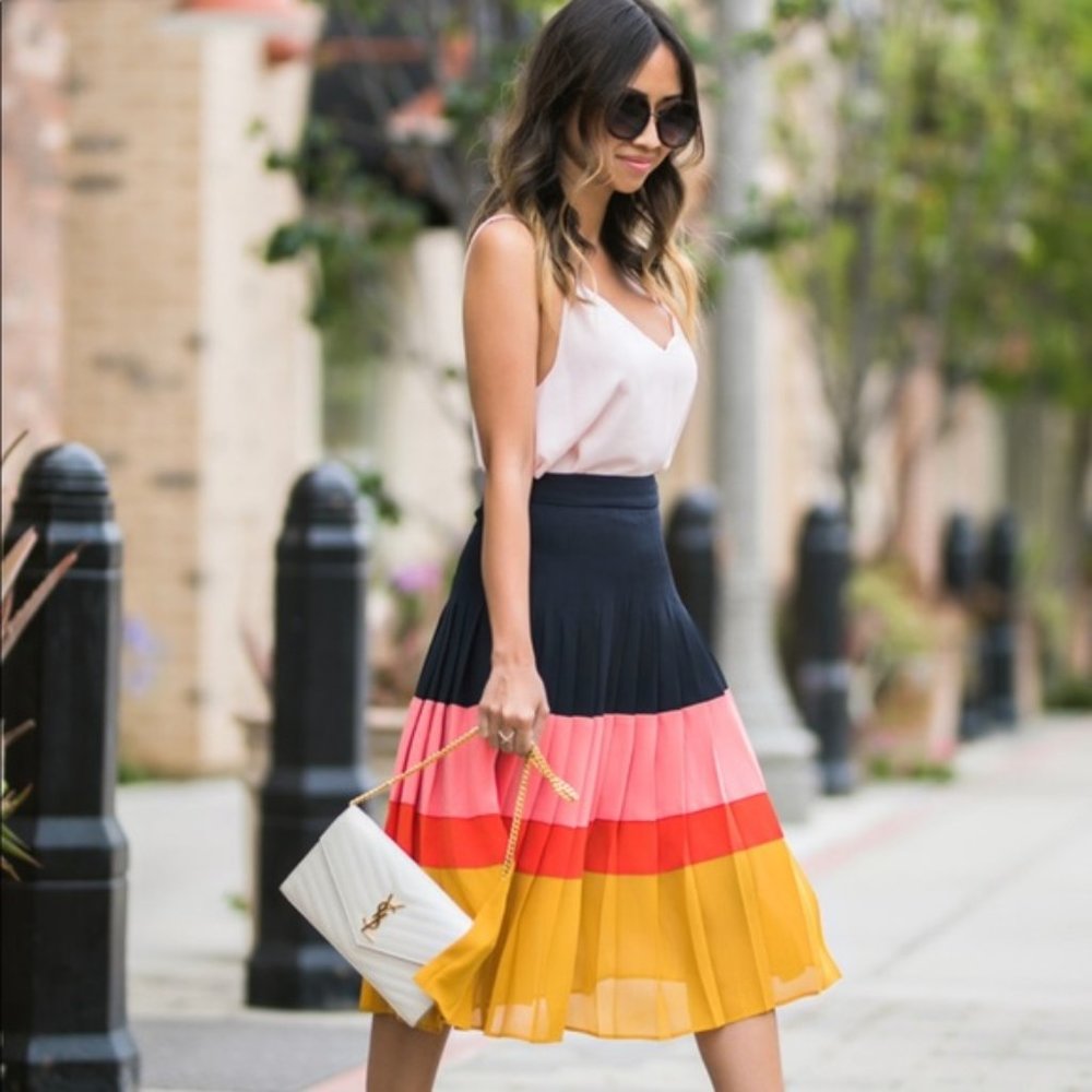 Ann Taylor Colorblock Pleated Skirt - Sz 2